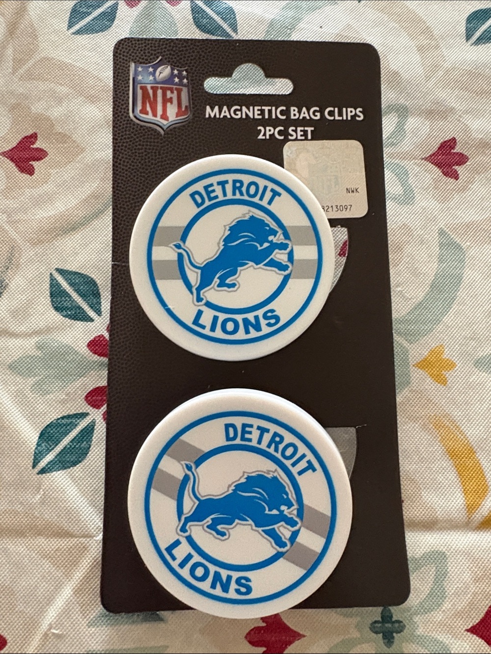 NFL Detroit Lions White and Blue Magnetic Bag Clips - 2 Pack